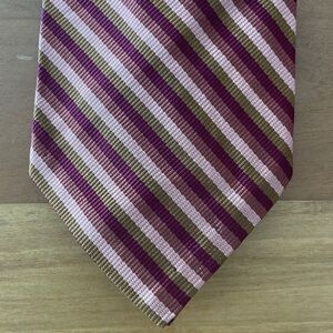 - Alan Flusser red and gold striped Hand Made 100% imported silk tie
